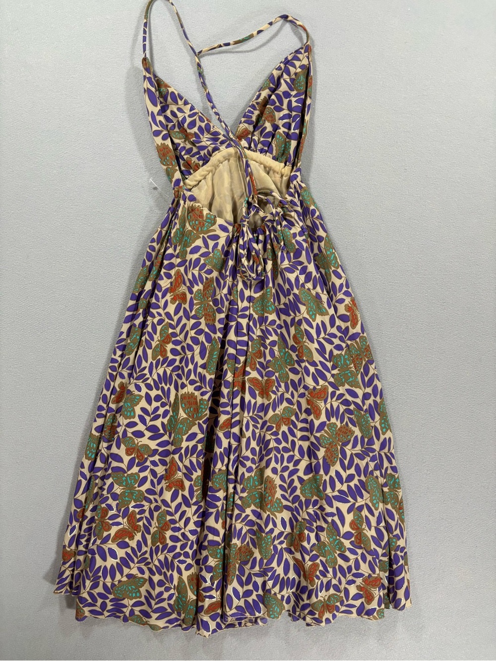 Tricia Fix Purple Floral butterfly Summer halter Dress with Rope Waist - Picture 7 of 9